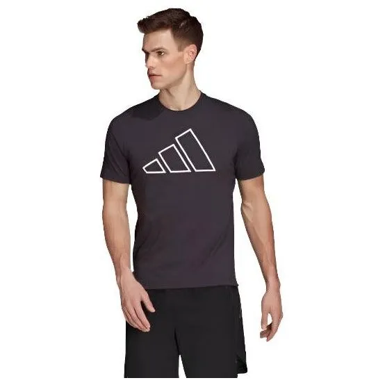 Adidas Mens Training Icons 3 Bar Black Training T-Shirt