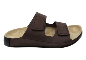 ECCO Mens Comfortable Leather 2nd Cozmo Slides Sandals