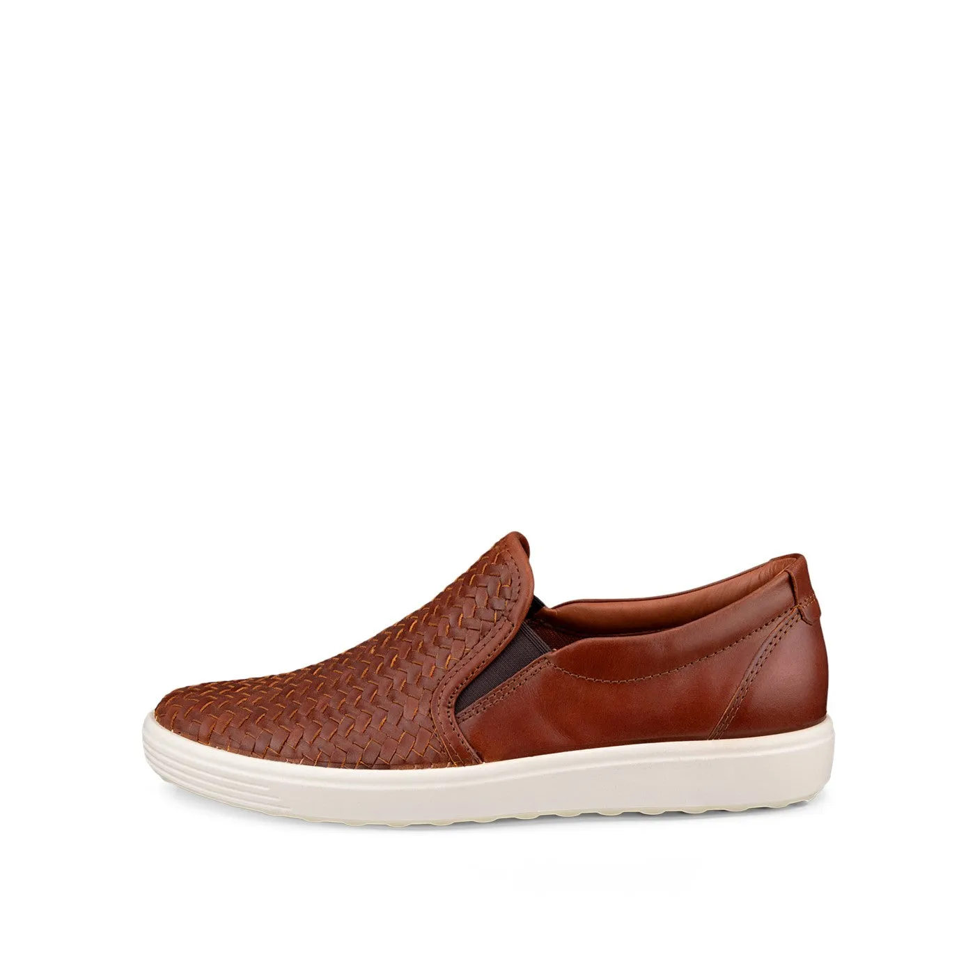 Ecco Soft 7 Woven Slip On 2 Cognac Palermo Women's