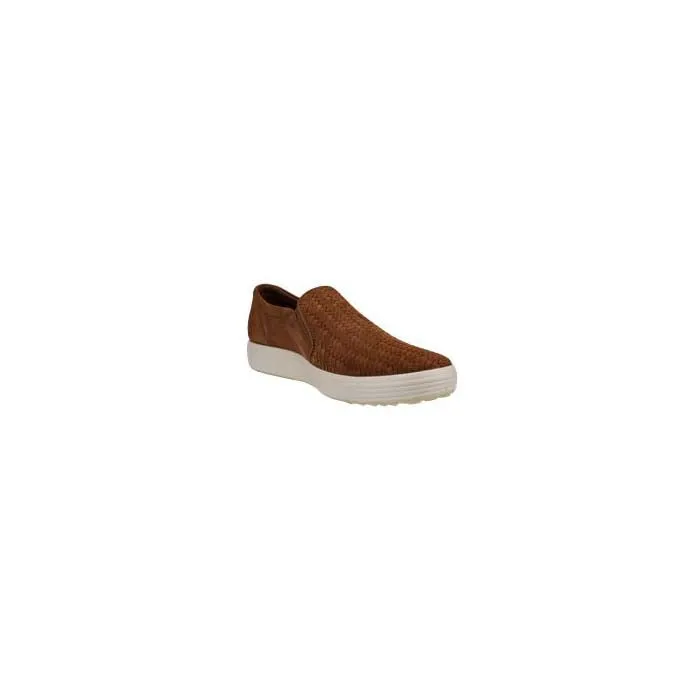 Mens Ecco Soft 7 Woven Slip-On in Camel