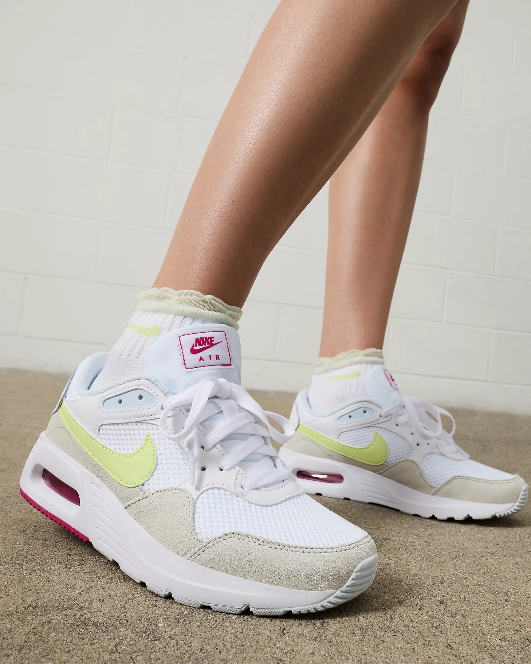 Nike Women's Air Max SC Shoes - White / Light Lemon Twist / Fireberry / Blue Tint